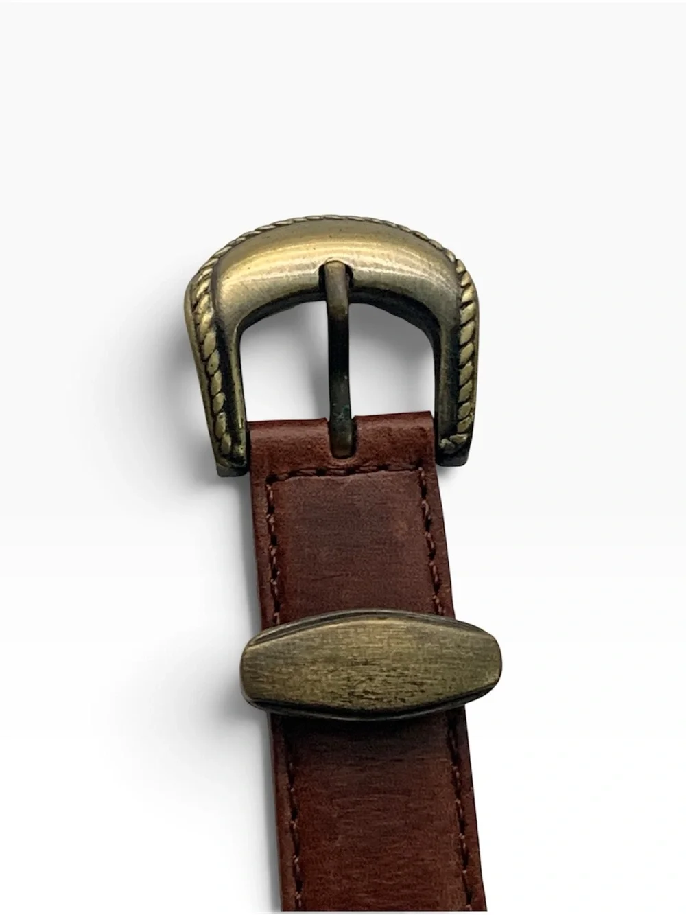 GUESS Brown Leather Strap Watch with Bronze Star Accent, Unisex